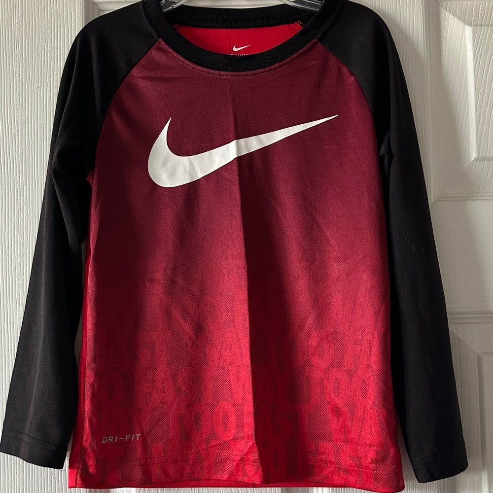Nike Kids Burgundy and Black Long Sleeve Tee